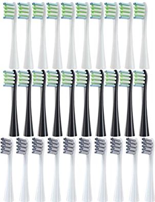 SHAOZI YanB6 Vervangbare elektrische tandenborstel borstelkoppen compatibel met alle Oclean X/X PRO/Z1/F1/One/Air 2/SE zachte DuPont Bristle vervangende mondstukken (kleur: 10White10Black10Grey)