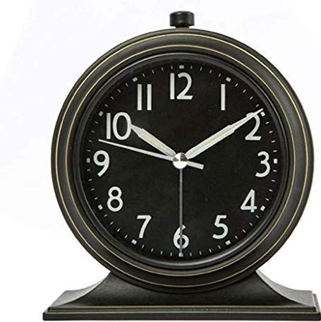 Spacmirrors Metallic Paint Retro Small Alarm Clock with Night Light and Snooze Function Volume Adjustable Battery Powered Alarm Clock Clocks