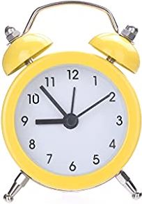 VCFDZCFD mini metalen wekker draagbare thuis buiten mooie cartoon horloge retro cadeau voor kinderen vrienden metalen wekker desktop (kleur: geel) (geel)