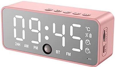 YHUA LED Digitale Electronic Desktop Clock Snooze Mirror Wekker Voice Control Time Temperatuur Display Bluetooth (Color : A)