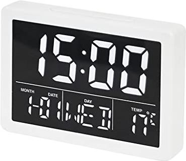 YHUA LED Muziek Wekker Voice Control Date 12/24H Electronic Table Clock Night Mode Snooze Digitale klokken for Woonkamer (Color : D)