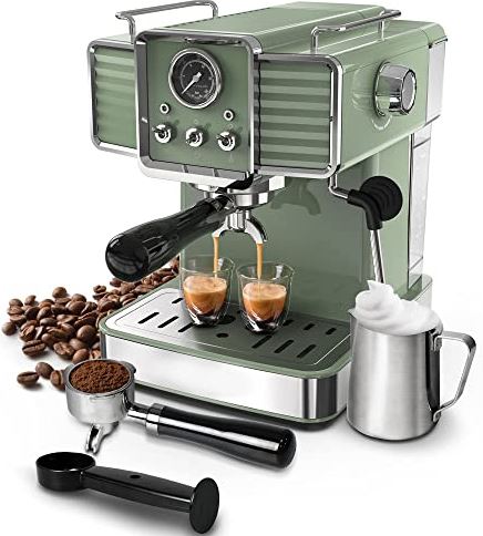 ZHANGTAOLF Semi-automatische espressomachine met melkschuim stoomstalte, professioneel koffiezetapparaat, verwijderbaar watertank, temperatuurregeling, brouwsysteem