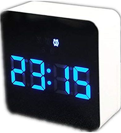 Lwieui-NZ Mini Wekker Nachtkastje Digitale Wekker LED Display Dimmer Snooze Sleep Timer Voor Moderne Slaapkamer Klassiek Eenvoudige Wekker (Kleur: Vierkant wit, Maat: 10 x 10 x 4,5 cm)