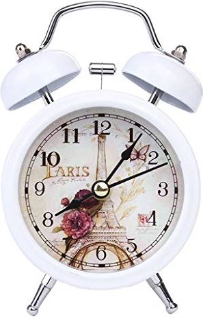 SDGJHKPMHF Alarm Clock Home Decor Ticking Retro Vintage Twin Bell Desk Bedside Alarm Clock 4 Colors Antique Clock Decoration Accessories (Color : White) (White)