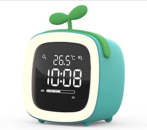 FMHCTA Decoratieve oplaadbare wekker Bluetooth Eenvoudig in te stellen Digitale reisklok voor jongens Meisjes Weergave tijd Datum Alarm met snooze Eenvoudig in te stellen (blauw B)