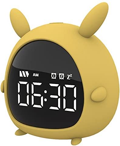 VCFDZCFD Hot Geel Leuke Kinderen Smart Led Digitale Wekker Slaap Training Wakker Klok Temperatuur Snooze Timer