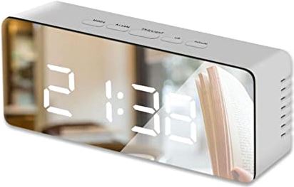 DAPERCI LED Digitale Wekker Horloge Spiegel Tafel Elektronische Desktop Klokken USB Wakker Tijd Snooze Functie Alarm
