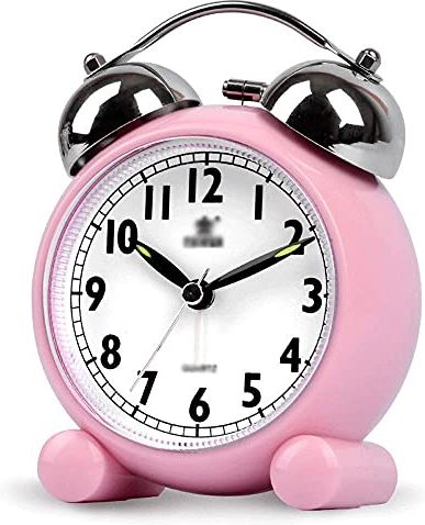 FMHCTA Wekker voor slaapkamer, stille niet tikkende bel Wekker Werkt op batterijen Luid Wekker voor thuis Bureau tafelklok voor thuiskantoor (kleur: blauw) (roze)