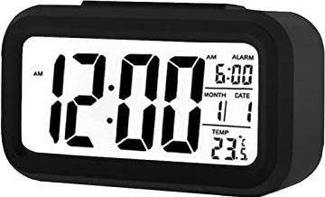 FMHCTA LED digitale wekker Elektronische digitale wekker Home Office Desktop Clock Backlit Dutje Data Kalender Bureauklok Digitale klok (zwart)