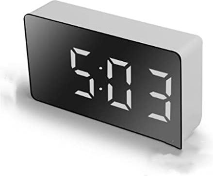 VCFDZCFD Digitale wekker Snooze Spiegel LED Klok Tijd Nachtlampje 3 Alarmen Display Tafelklok met USB (Kleur: D) (A)