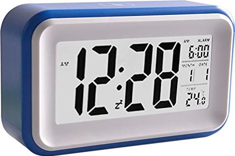 FMHCTA Digitale wekker, multifunctioneel alarm Eenvoudige bediening LED-display op volledig scherm Elektronische klok (geel) (blauw) (blauw)