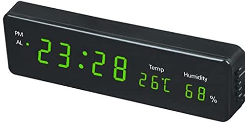 VCFDZCFD Digitale Wekker 3 Alarmen LED Klok Tijd Temperatuur Vochtigheid Display Tafelklok Woonkamer Decoratie (Kleur: C) (A)