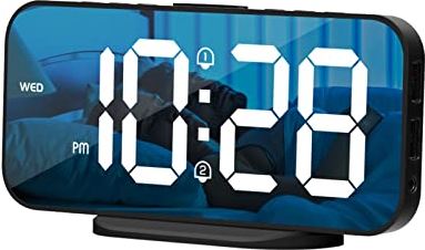 SEFAX LED HD Digitale wekker, grote schermspiegel elektronische klok digitale wekker, sluimert functie dubbele alarmen klok, geschikt for slaapkamer, bed, kantoor (Color : A)