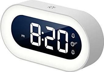 SEFAX Digitale wekker for slaapkamer, elektronisch LED Geef de klok weer met USB Lading, verstelbaar volume, dimable, 18 Musics, Snooze, Dual Alarmen Clock for senioren, tieners, kinderen