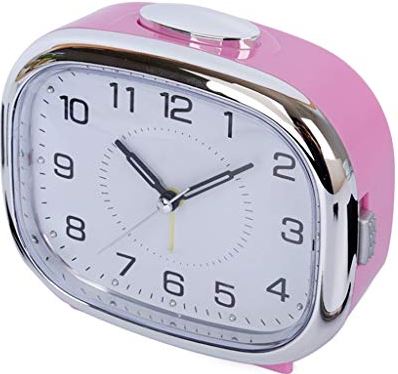 TOMYEUS tafelklok Silent Kleine wekker met snooze-functie Analoge Alarm klok eenvoudig instellen Lazy wekker batterij aangedreven Decoratie Bureauklok (Color : Pink)