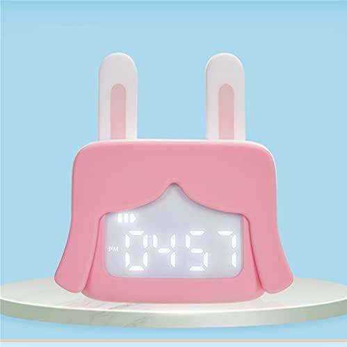 SDGJHKPMHF Cartoon Charging Alarm Clock Table Bedside Alarm Clock Mute Cute Night Light Bedside Clock (Color : B, Size : One Size) (C One Size)