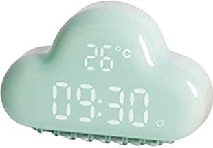 FMHCTA Decoratieve digitale wekker Nordic klok voor wand bed Groot display Tijd Temperatuur wekker Oplaadbaar Beste cadeau Eenvoudig in te stellen (groen)