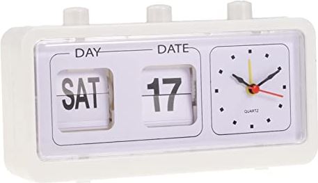 FMHCTA Kinderwekker Digitale wekker Retro tafel Auto Flip Clock Niet-tikkende kalenderklok met dagdatumweergave (wit)