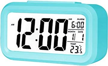 FMHCTA LED digitale wekker Elektronische digitale wekker Home Office Desktop Clock Backlit Dutje Data Kalender Bureauklok Digitale klok (blauw)