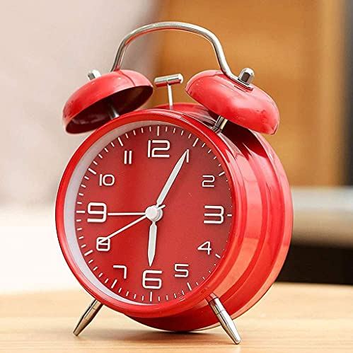 FMHCTA Retro wekker metalen mute studenten eenvoudige wekker alarm 2 kleuropties (Kleur: Rood) (Rood)