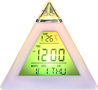 FMHCTA Driehoekige 7 kleuren LED Temperatuur Weekweergave Digitale wekker Home Decor Tijd & kalender Lichtgevende kleurrijke wekkers