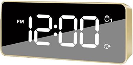 FMHCTA Digitale wekker, multifunctioneel alarm Eenvoudige bediening LED-display op volledig scherm Elektronische klok (zwart) (goud) (goud)