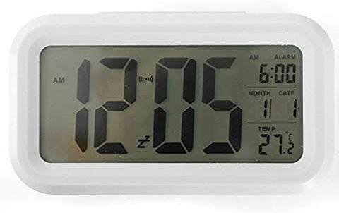 FMHCTA Mode Temperatuur Stille Klok Electroni Light Sense Wekker Snooze Smart LED Kalenders Digitale Moderne Wekker (Kleur: Wit) (Wit)