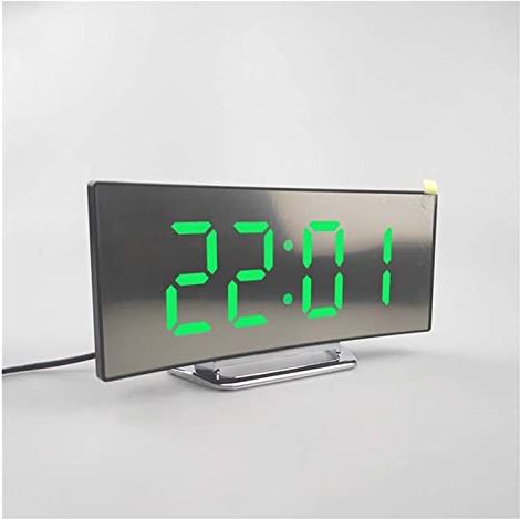 FMHCTA Ruisvrij ontwerp van elektronische wekker, digitaal LED groot display, spiegel, uitschakelgeheugenfunctie, lichtgevende klok Digitale klok
