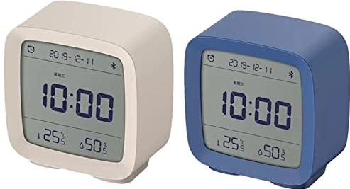 FMHCTA Kinderwekker Digitale wekker Bluetooth-wekker Temperatuur-vochtigheidsweergave Lcd-scherm Instelbaar nachtlampje met APP Home (blauw en uit)
