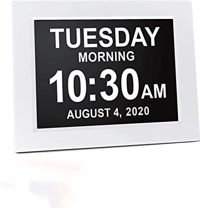 SEFAX Digitale wekker, 8-inch LCD Scherm, extra groot lettertype -display, aanpassen automatisch de helderheid, meerdere groepen alarminstellingen, wekker for slaapkamers nachtkastje (Color : White)