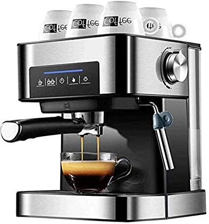 FMOPQ Espressomachine van 20 bar, compacte roestvrijstalen espressomachine met melkopschuimer, professionele koffiemachine voor espresso, cappuccino en latte
