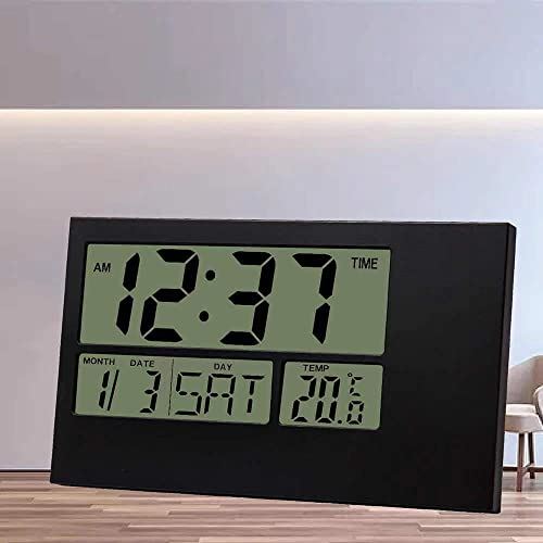 VCFDZCFD Grote Wandklok Home Decor Digitale Tafel Alarm Elektronische Horloge Kalender Countdown Timer Temperatuur (Kleur: Zwart) (Zwart)