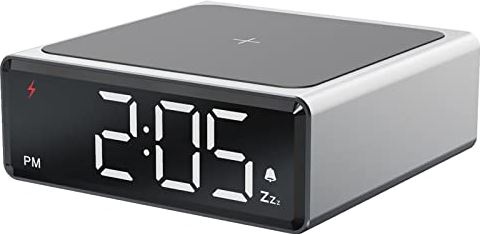 FMHCTA Digitale wekker, multifunctioneel alarm Eenvoudige bediening LED-display op volledig scherm Elektronische klok (zilver) (zwart) (zilver)