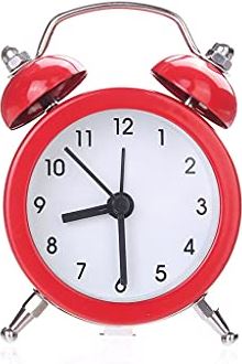 VCFDZCFD mini metalen wekker draagbaar thuis buiten mooie cartoon horloge retro cadeau voor kinderen vrienden metalen wekker desktop (kleur: paars) (rood)