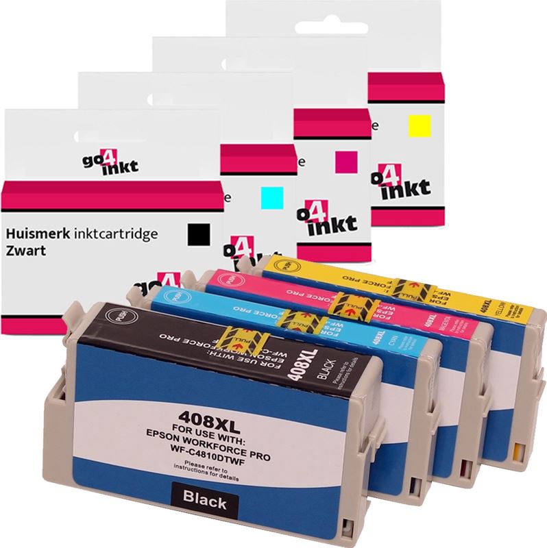 Go4inkt Compatible met Epson 408XL 408L bk/c/m/y multipack inktcartridges, van - zwart, cyaan, magenta, yellow