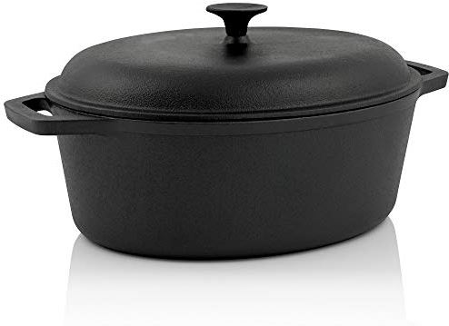 bbq-toro braadpan, 6,4 liter, gietijzeren pan, 33 26 cm, pan met deksel, cocotte voor grill en oven | Kieskeurig.nl | helpt je kiezen