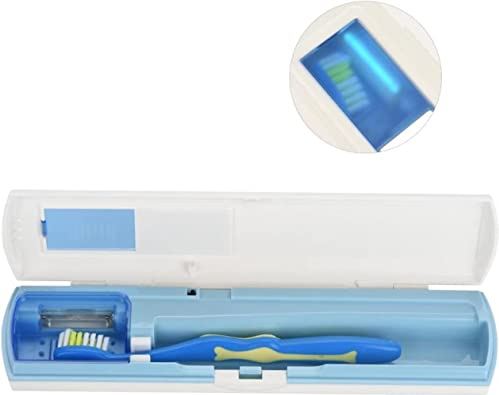 XiangWen Tandenborstel Sterilisator, Draagbare Kiemdodende Tandenborstel Sterilisator UV Licht Sterilisator Cleaner Borstel Organizer Opberghouder Tandenborstel Hoofd Desinfectie Box voor Reizen en Thuisgebruik