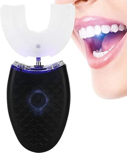 XiangWen Volwassen U-vormige elektrische tandenborstel, automatische tandenreiniging Whitening trillingsborstel voor mondverzorging, 360 ° mondreiniger Tool (Roze)