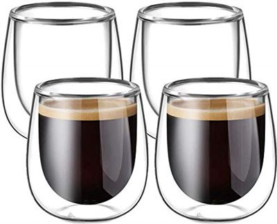Prijs overloop peddelen glastal set van 4 dubbelwandige 120 ml koffieglazen, theeglazen met  handvat, borosilicaatglas, koffiekopjes, dubbelwandige glazen,  koffiemokken, ideaal voor cappuccino, ijsthee, melk, sap, bier koffie- en  theeservies kopen? | Kieskeurig.be | helpt je ...