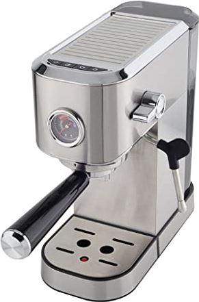 ADLOF 15 Bar Espressomachine, met Melkschuimstoomstaaf, Professioneel Espressoapparaat voor Cappuccino, Latte, Mokka, Machiato, voor Thuisbarista, Zilver, 1350W
