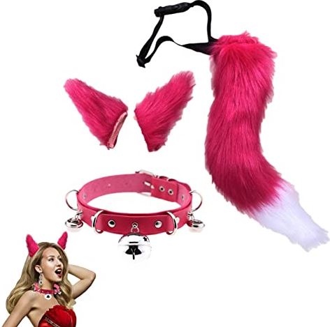 Generic Namaakbont oren staart,Nep kat oor staart set | Halloween Kat Wolf Faux Fur Staart Oor Set voor Volwassen Kinderen Party Cosplay Kostuum Geschenken