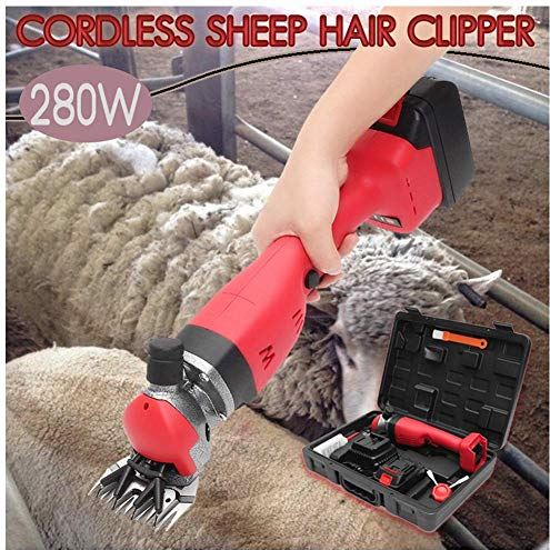 QHYTL Portable Professional Cordless Electric Sheep Shearing Machine Clippers,280W & 4000mah Battery Sheep Shears Grooming Supplies for Shaving Fur Wool in Livestock,Backup Battery and Free Suit