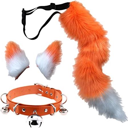 Clearful Faux Cat Ear Tail Set | Nep kat oor staart set - Faux Fur Kat Oren Haar Clip Harige Wolf Lange Staart Kostuum Halloween Party Cosplay Set