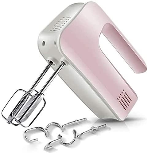 FMOPQ Electric Hand Mixer 5-Speed Hand Mixer Kitchen Handheld Mixer Includes Dough Hooks Whisk and Beaters for Cream Cake Cookies Eggs (Pink)