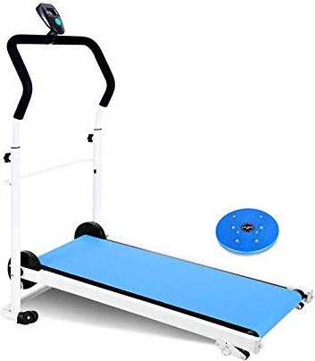 FMOPQ Cardio Training Adjustable Incline Fitness Exercise Cardio Jogging Treadmill Foldable Steel Frame Treadmills Small Mechanical Treadmill Suitable for Home Blue