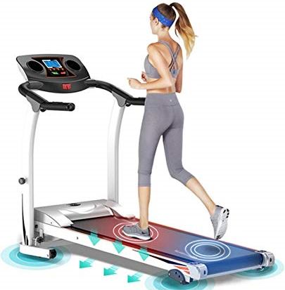 FMOPQ Treadmill Foldable Steel Frame Walking Treadmill Adjustable Incline Fitness Exercise Running Machines for Home Gym Space Saving Do Not Need Assembly Suitable for Home/Office Black