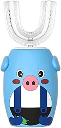 MORAIG Ultrasone elektrische tandenborstel, U-type siliconen borstelkop Smart Timer| IPX7 waterdicht, cartoon patroon ultrasone elektrische tandenborstels voor kinderen, voor 3+ oud (kleur: roze)