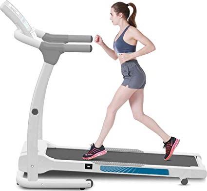 FMOPQ Treadmill Folding Electric Motorised Walking Running Exercise Fitness Machine Automatic Adjustable Incline Anti Shock System Hand Grip Pulse Sensor