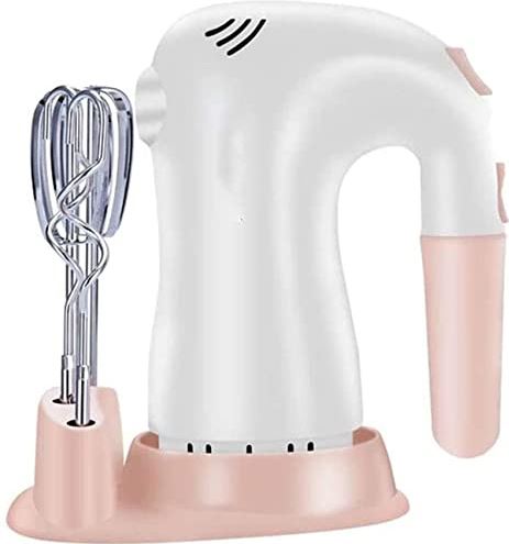 FMOPQ Electric Hand Mixer Powerful Handheld Mixer 5-Speed 4 Stainless Steel Accessories for Whipping Baking Cake Egg Cream Food Beater (White)