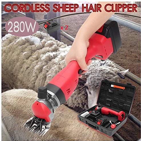 QHYTL Professional Cordless Electric Sheep Shearing Machine Clippers,280W & 4000mah Battery Sheep Shears Grooming Supplies for Shaving Fur Wool in Livestock,Backup Battery (Optional) and Free Suitcase,2